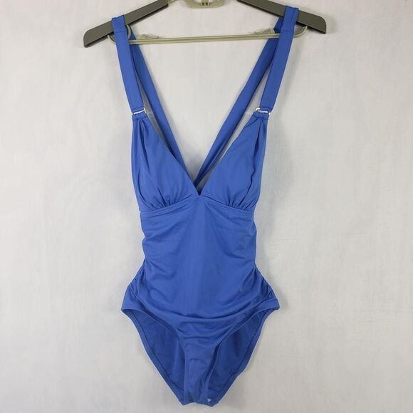 Tommy Bahama Swimsuit Womens 8 Blue Paradiso V-Neck One Piece Tummy Control - Picture 1 of 14